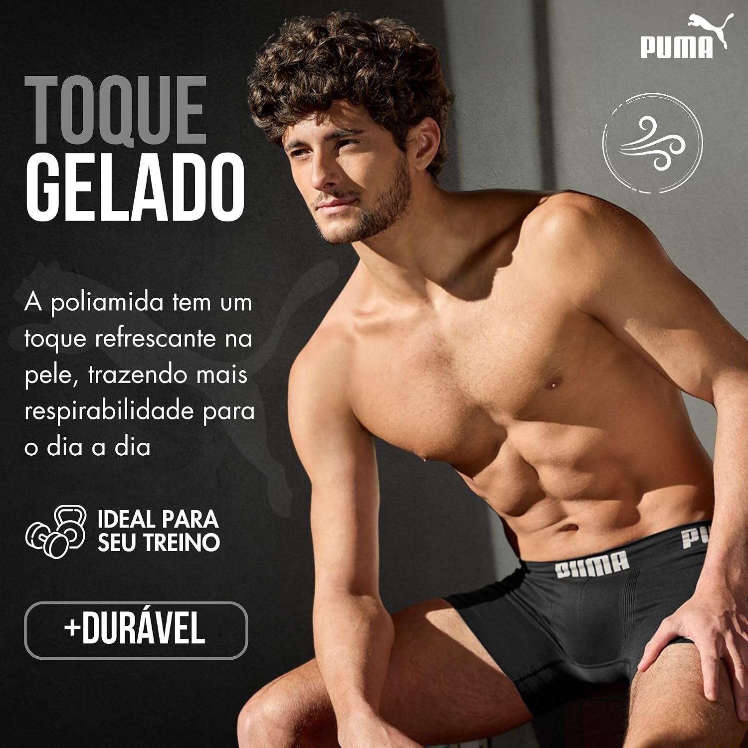 Kit 5 Cuecas Boxer Puma Sem Costura Microfibra Performance Elástico 40MM Masculino Adulto Kit 5 Cuecas Boxer Puma Sem Costura Microfibra Performance Elástico 40MM Masculino Adulto