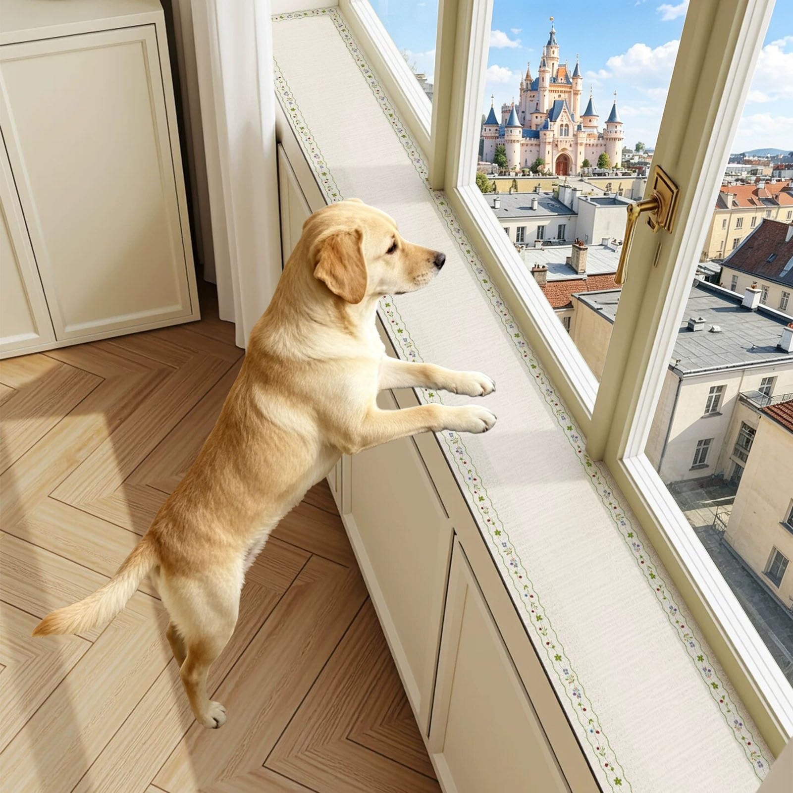 Vibeo Non Skid Window Sill Mat for Dogs/Cats/Plants, Diatomaceous Narrow Window Sill Protector Cover, 4 6 8 10 12 in Minimalist Window Ledge Cushion Pad(Style C,24x12in(61x30cm))