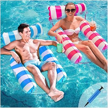 2Pack Inflatable Pool Floats Hammock Singing Bowl