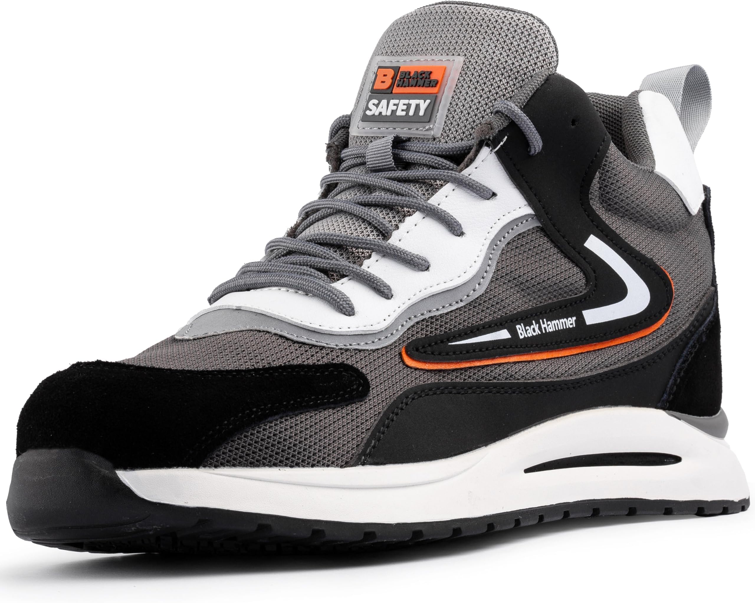 Black Hammer Titan Steel Toe Cap Men's Athletic Shoes - Safety Shoes for All-Around Professional Protection - Grey, Sizes 5-13 UK