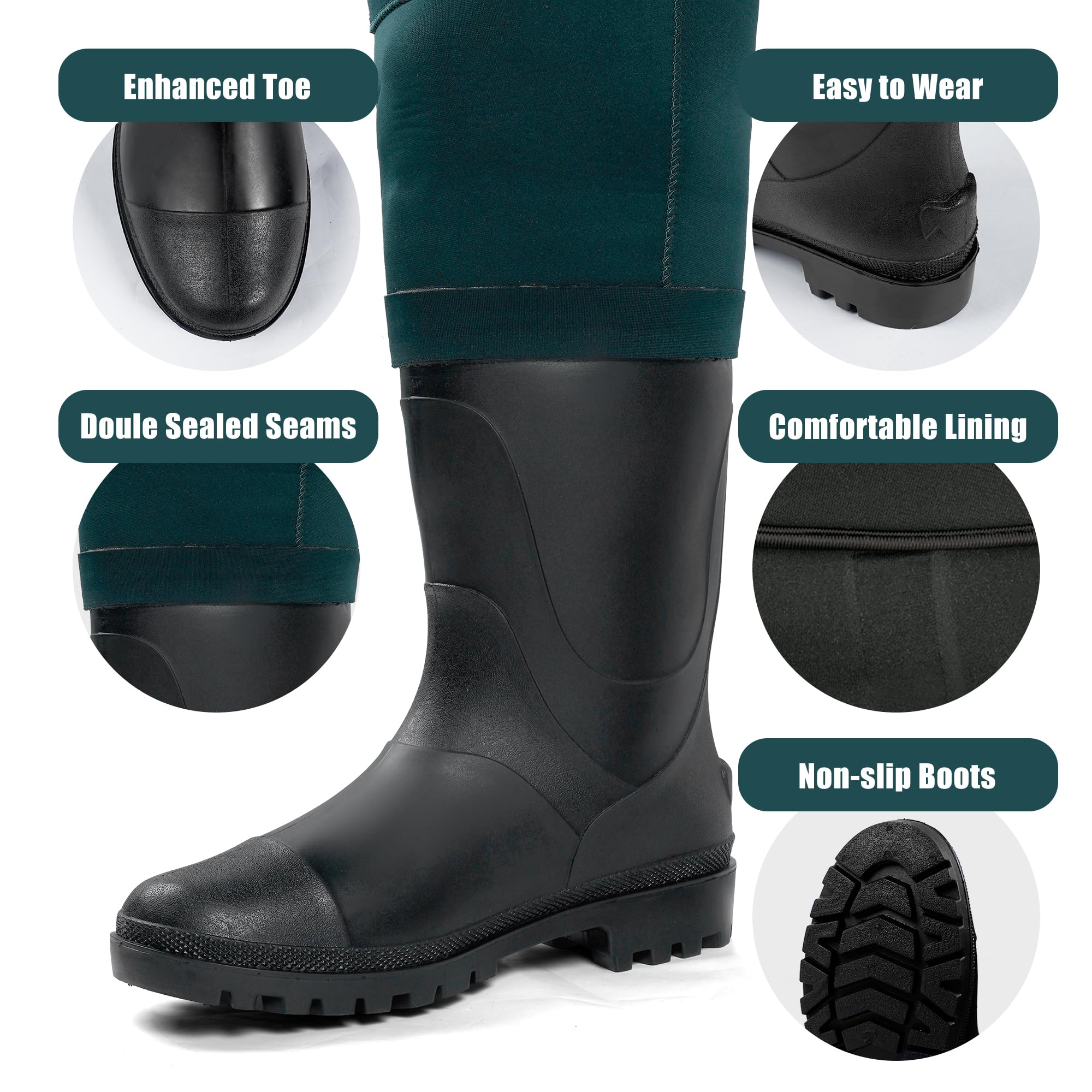 Trudave Wathose zum Fliegenfischen für Damen und Herren, mit Stiefeln, wasserdicht, 4 mm Neopren, Wathose und Angelanzug