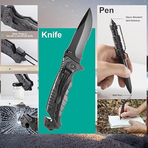 Miniatura 2 de Kit de supervivencia 20 en 1 para hombres, equipo de emergencia y campamento al aire libre, herramientas compactas de supervivencia, accesorios