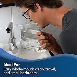 Waterpik Sidekick Portable Water Flosser, Perfect for Travel & Home, ADA Accepted, White/Chrome WF-04
