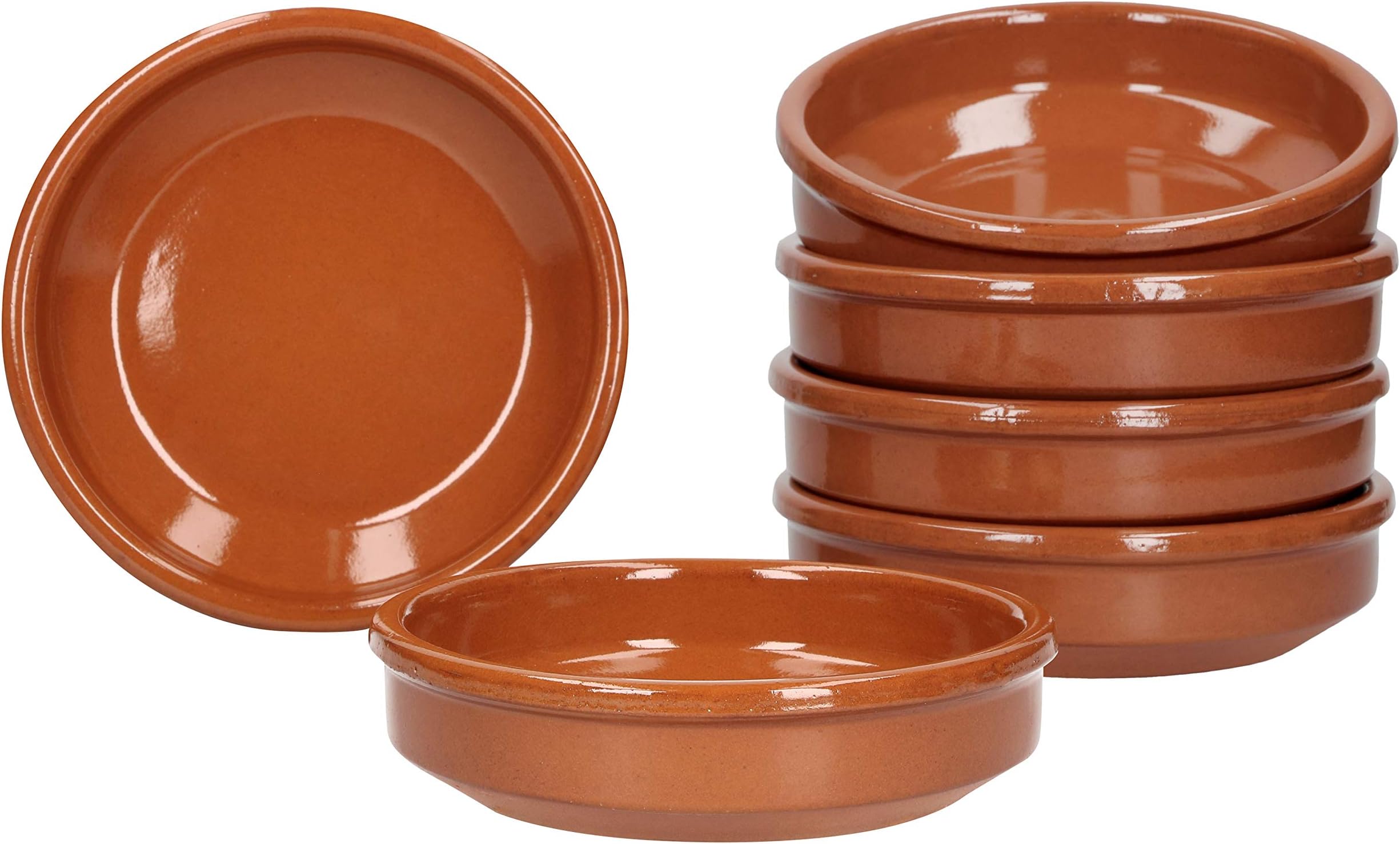 MamboCat Set of 6 Cazuela Clay Bowls 175 ml Diameter 12 cm Brown Glazed Antique Serving Bowls Clay Dishes for Catering & Mediterranean Kitchen
