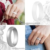 Vista 7 de ThunderFit Anillo de boda de silicona, para mujer, 0.22 pulgadas de ancho, 0.08pulgadas de grosor