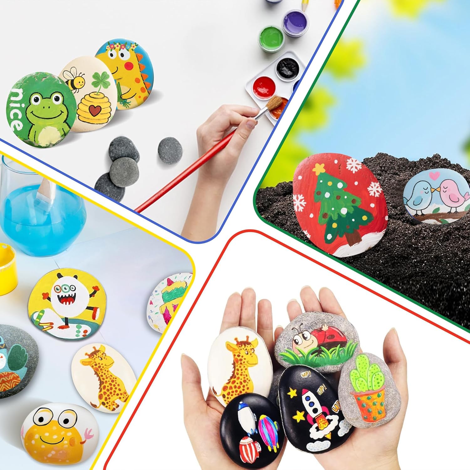 RITOLLO 90PCS Large Painting Rocks, Natural Flat River Rocks, 2-3 Inches for Kids, Stones for Arts & Crafting