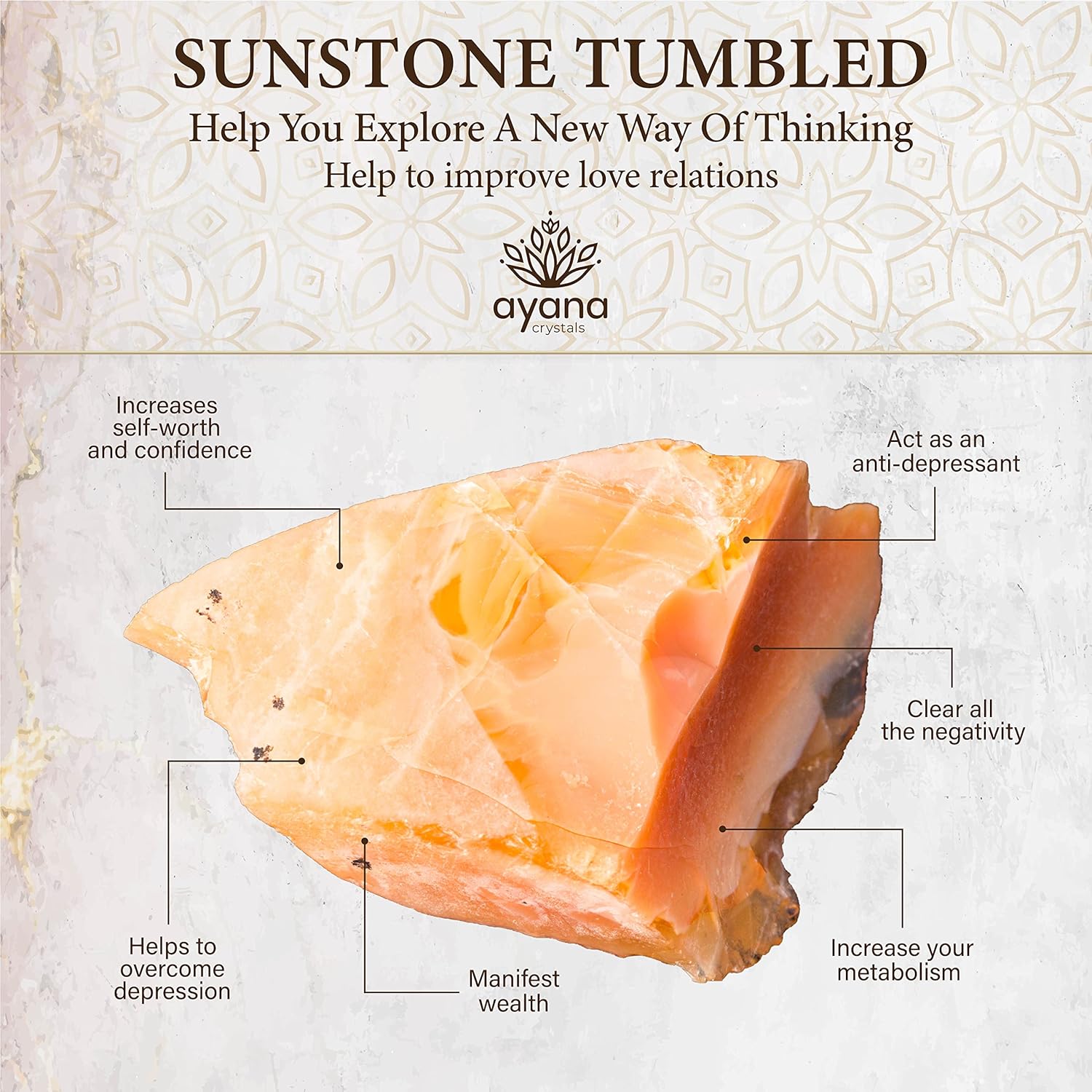 AYANA Genuine Sunstone Necklace - Crystal Pendant with Viking Crystal for Women's Jewelry, Statement Trendy Handmade Oregon Sunstone Boho Gemstone. - Image 2