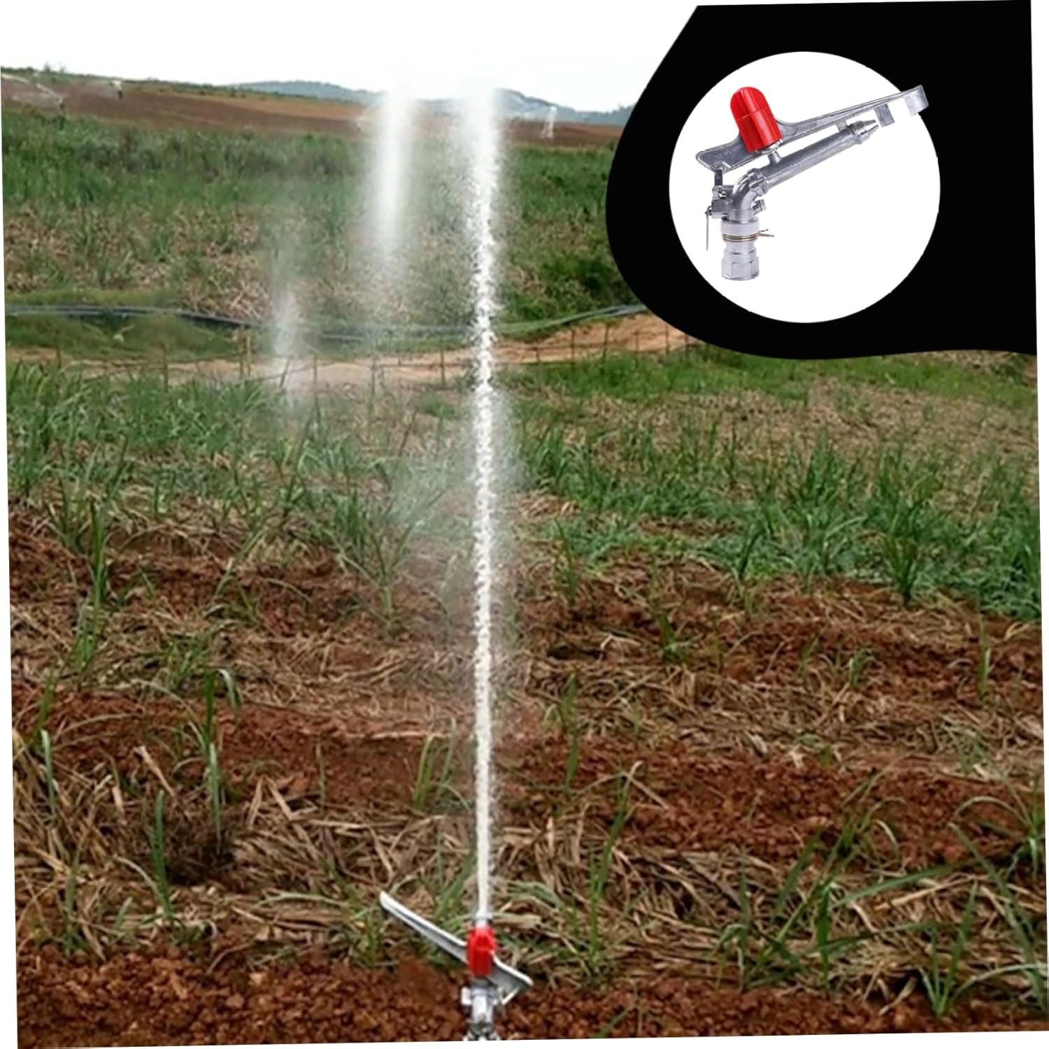 Water Sprinkler 1.5 Inch 360° Rotating Lawn Sprinkler Large Area Coverage Aluminium Alloy Garden Sprayer for Lawn Yard Irrigation System