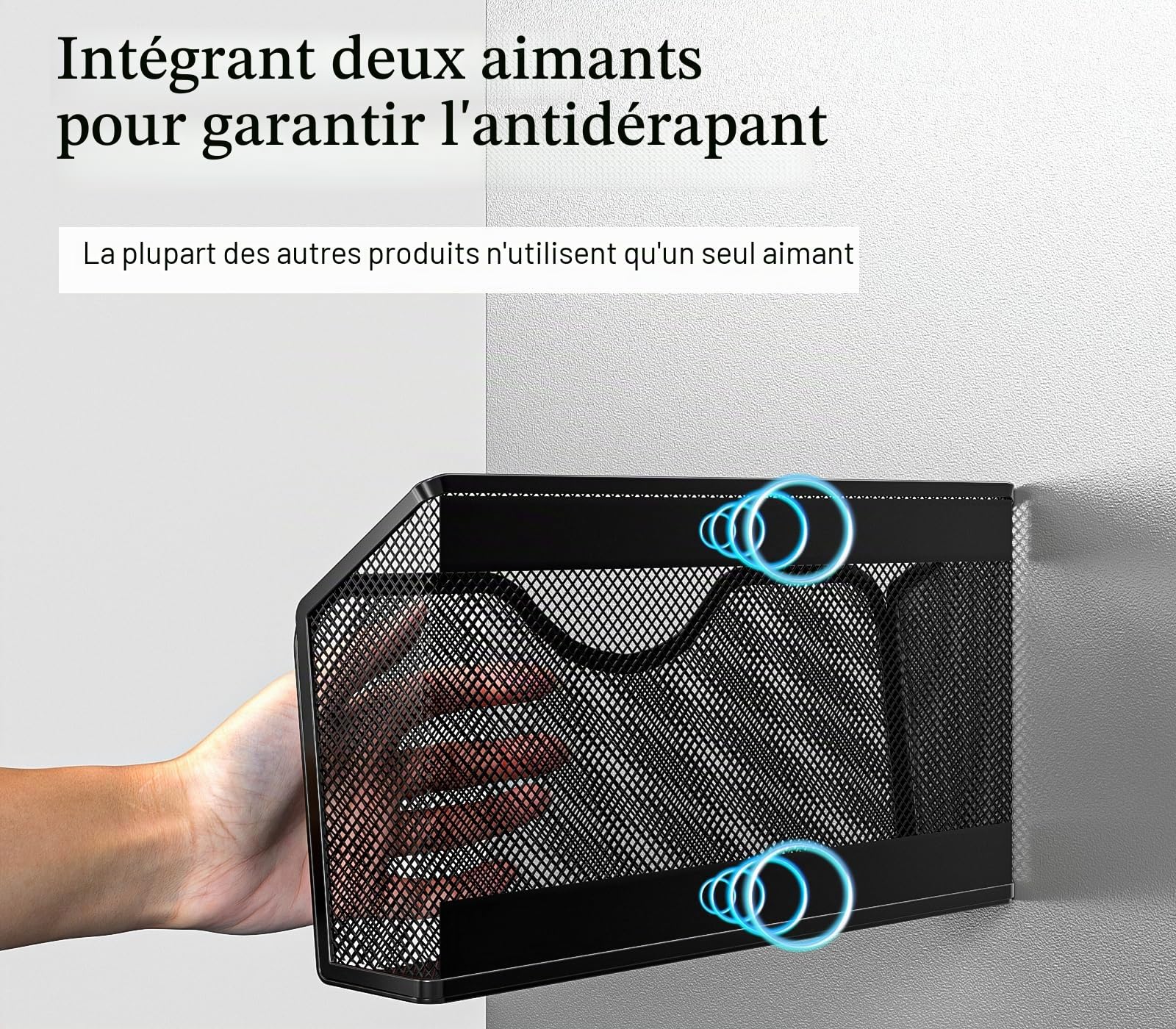 EKNITEY Lot de 3 porte-documents magnétiques – Organiseur de fichiers magnétique sans perçage pour magazines et papiers à suspendre pour bureau et maison