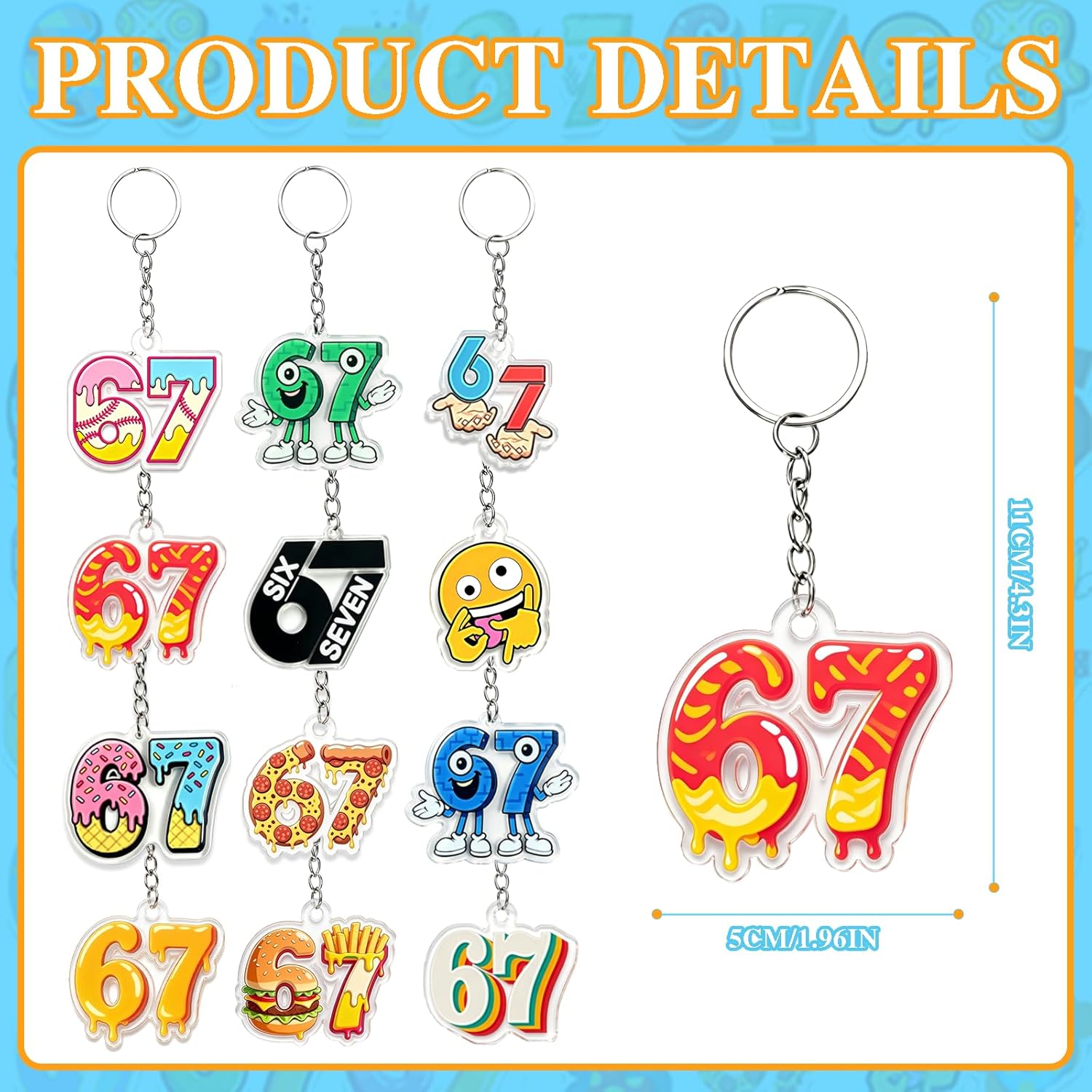 98 PCS 6 7 Party Favors, 6-7 Birthday Party Favors Supplies with Keychain Sticker Slap Bracelets Pinback Buttons Goodie Favor Candy Bags for 6 7 Birthday Party Decorations