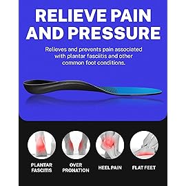 Walkhero Plantar Fasciitis Pain Relief Insoles High Arch Support Orthotic Shoes Inserts, Relieve Flat Feet and Foot Fatigue (Mens 8-8 1/2 | Womens 10-10 1/2, Blue)