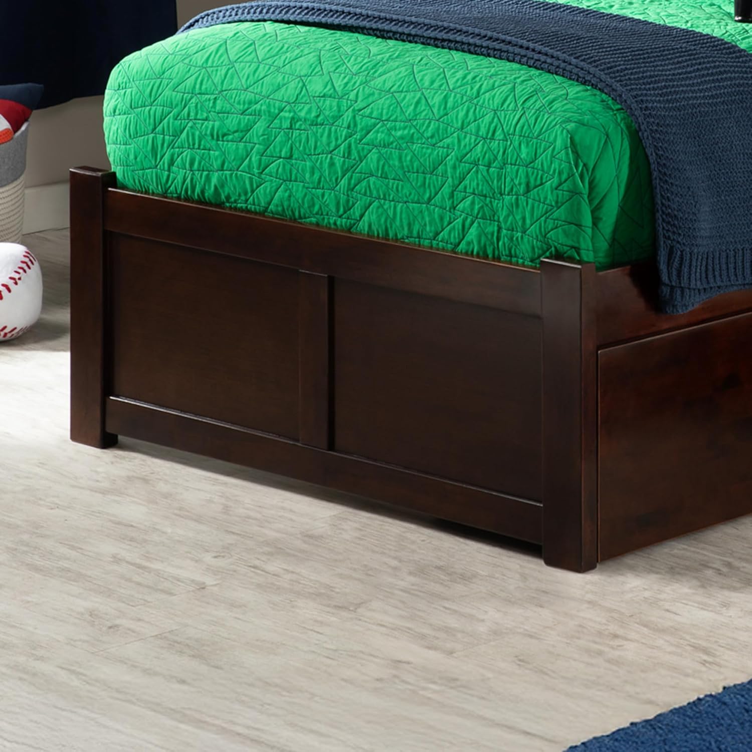 AFI Concord Twin XL Size Platform Bed with Footboard & Storage Drawers in Walnut