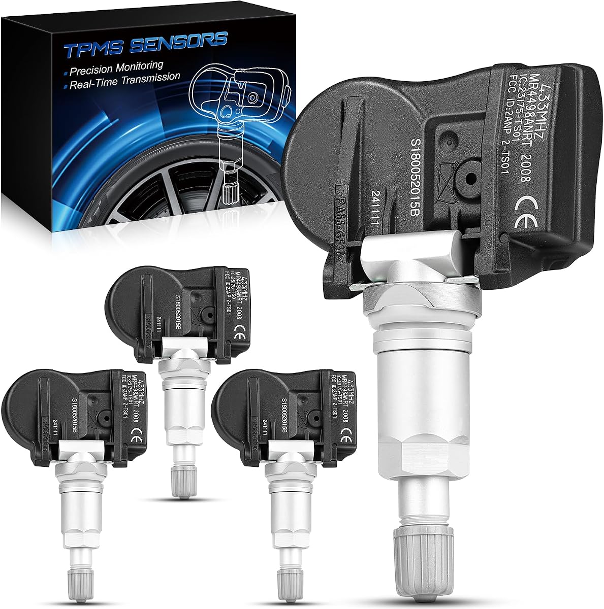 529332M000 Sensor de presión de neumáticos preprogramado para:-Hyundai 2013 2014 Elantra GT Accent Sonata, para: -KiaOptima Sorento Soul Forte Cadenza, sensor TPMS de 315 MHz (4)