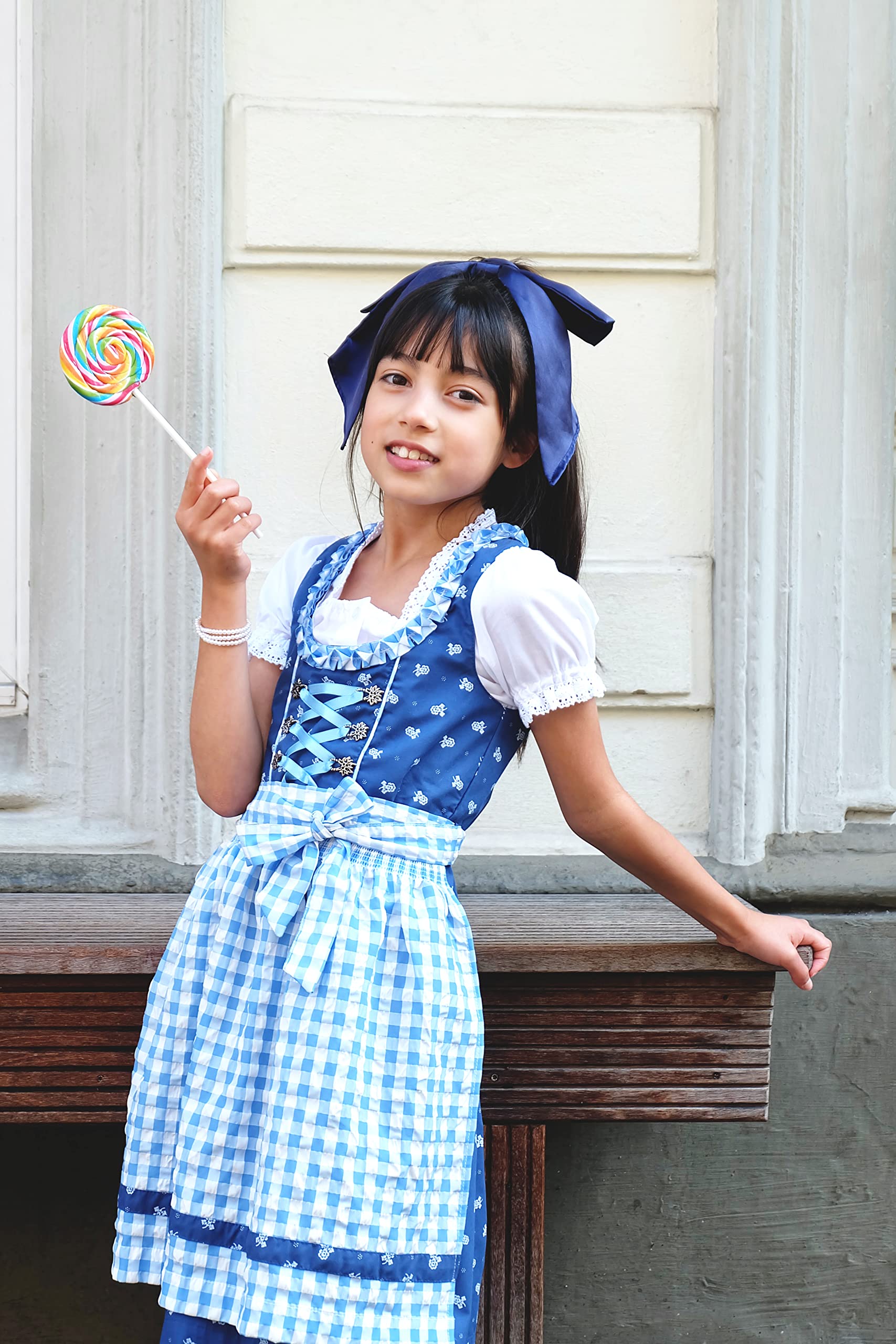 Ramona Lippert Kinderdirndl Chrissi, 3-teilig mit Bluse, blau