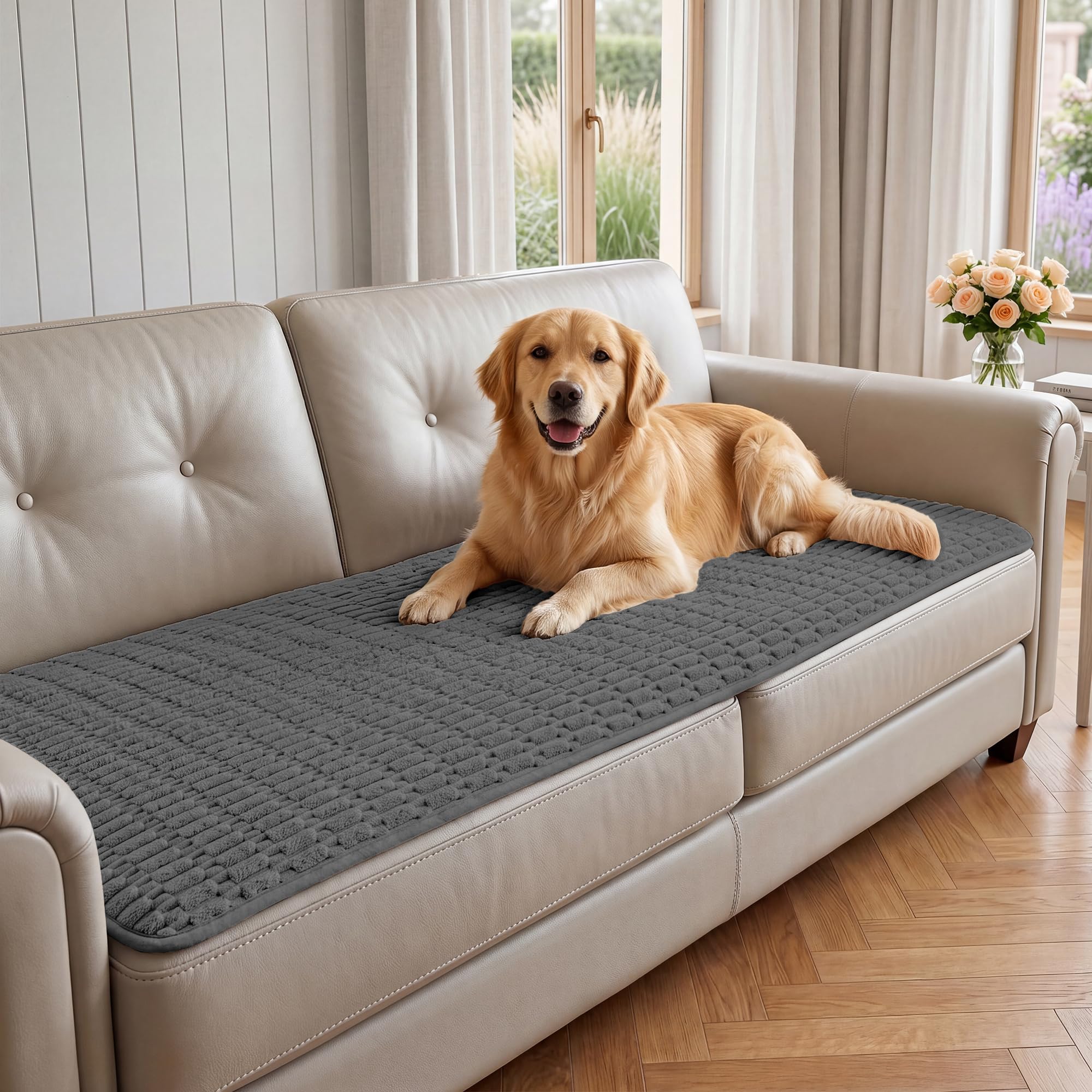 Foxdecor Sofabezüge für Sofa, Hundesofa, Sitzbezüge, rutschfeste Hundematte, Haustier-Pad, Decke für Sofa, Stuhl, Liege, Bett, Möbelschutz, 81,3 x 177,8 cm, Dunkelgrau