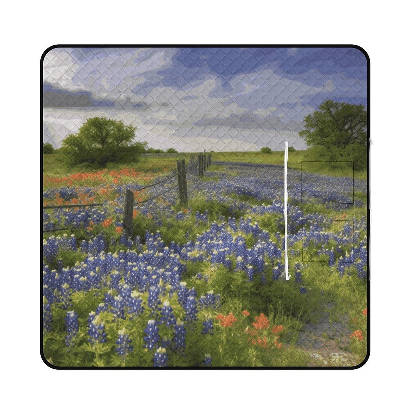 Couverture de plage imperméable et pliable motif paysage du Texas avec fermeture éclair