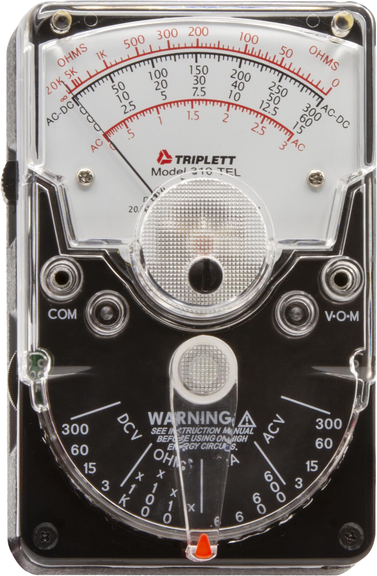 Triplett 3067 (Modelo 310-TEL) Voltímetro analógico de tamaño manual para Telco, 16 rangos y funciones