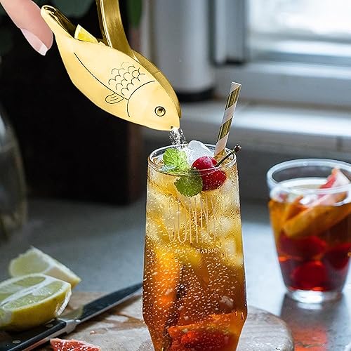 Miniatura 8 de Exprimidor de limón en forma de pescado, exprimidor manual de limón de acero inoxidable, cítricos de lima portátil, prensa manual resistente para