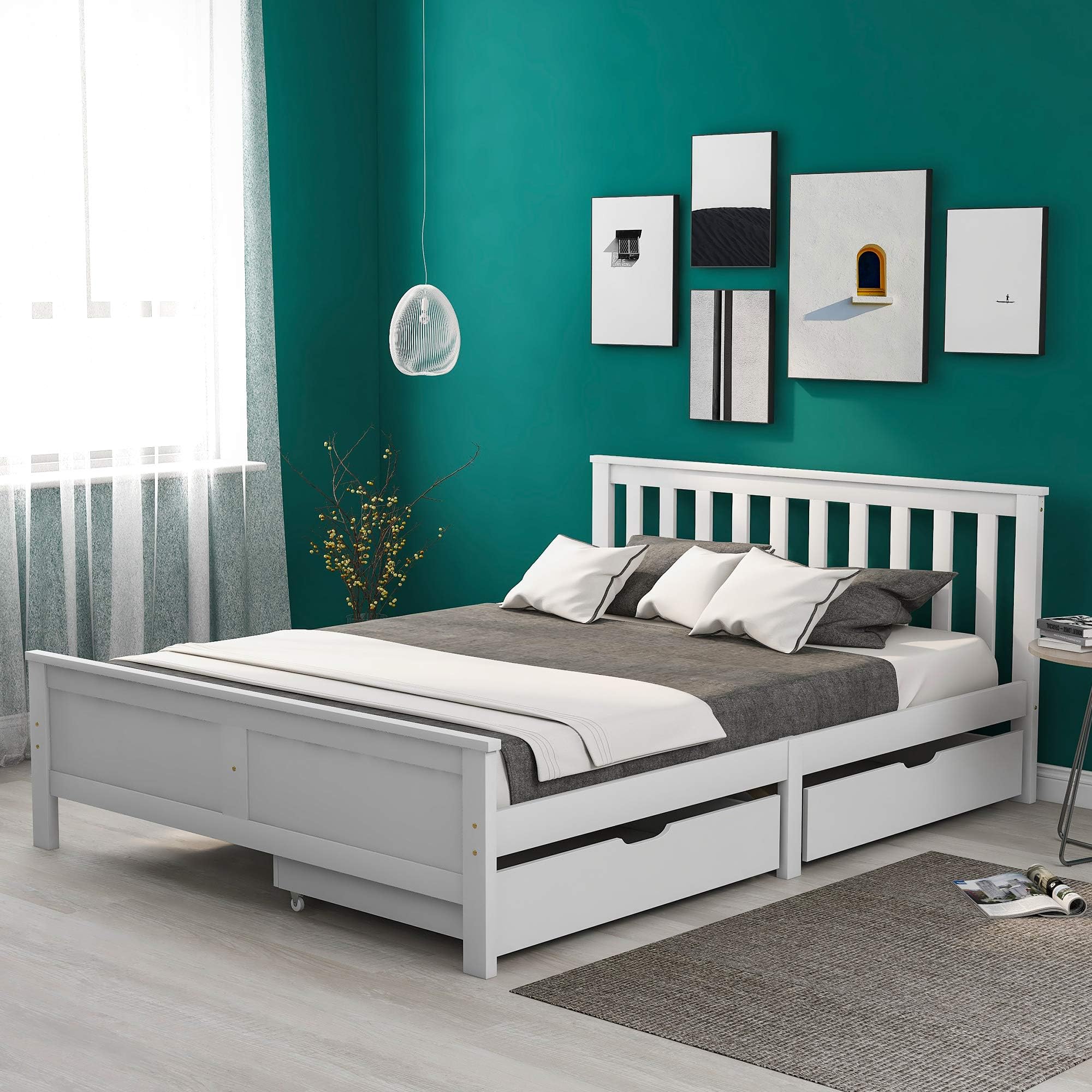 Wooden Solid Pine Storage Bed With Drawers Bed Frame 4ft6 Single,135 x 190 cm