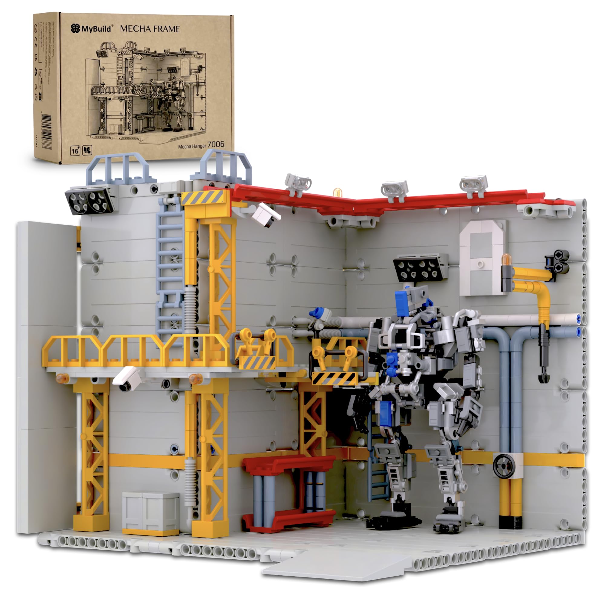MyBuild Mecha Hangar – Maintenance Bay Building Set | Work Tower, Platforms & Tool Systems | Expandable Mech Base & Mecha Garage | Ages 16+ (7006 with
