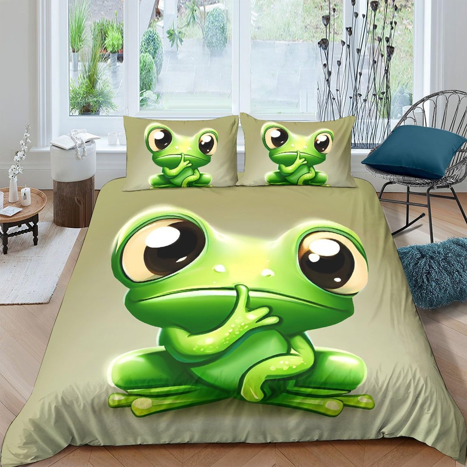 Ctjqhvkz Style-6 3D Printed Cute Green Frog Fitted Sheet Microfiber Soft Breathable Cartoon Animal Bed Cover For Bedroom Guest Room Decor Single（135X200cm）