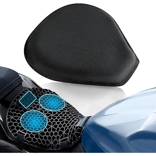 Motorcycle Seat Cushion for BMW K 1600 B 2017 2018 2019 2020 2021 2022 2023 2024, 3D Honeycomb Shock-Absorbing Pad, Breathable All-Season Comfort Cover, Anti-Slip Soft Support for Long Rides