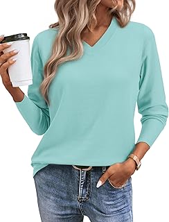 Women's Spring Sweaters 2026 Casual Long Sleeve Pullover V Neck Lightwei...