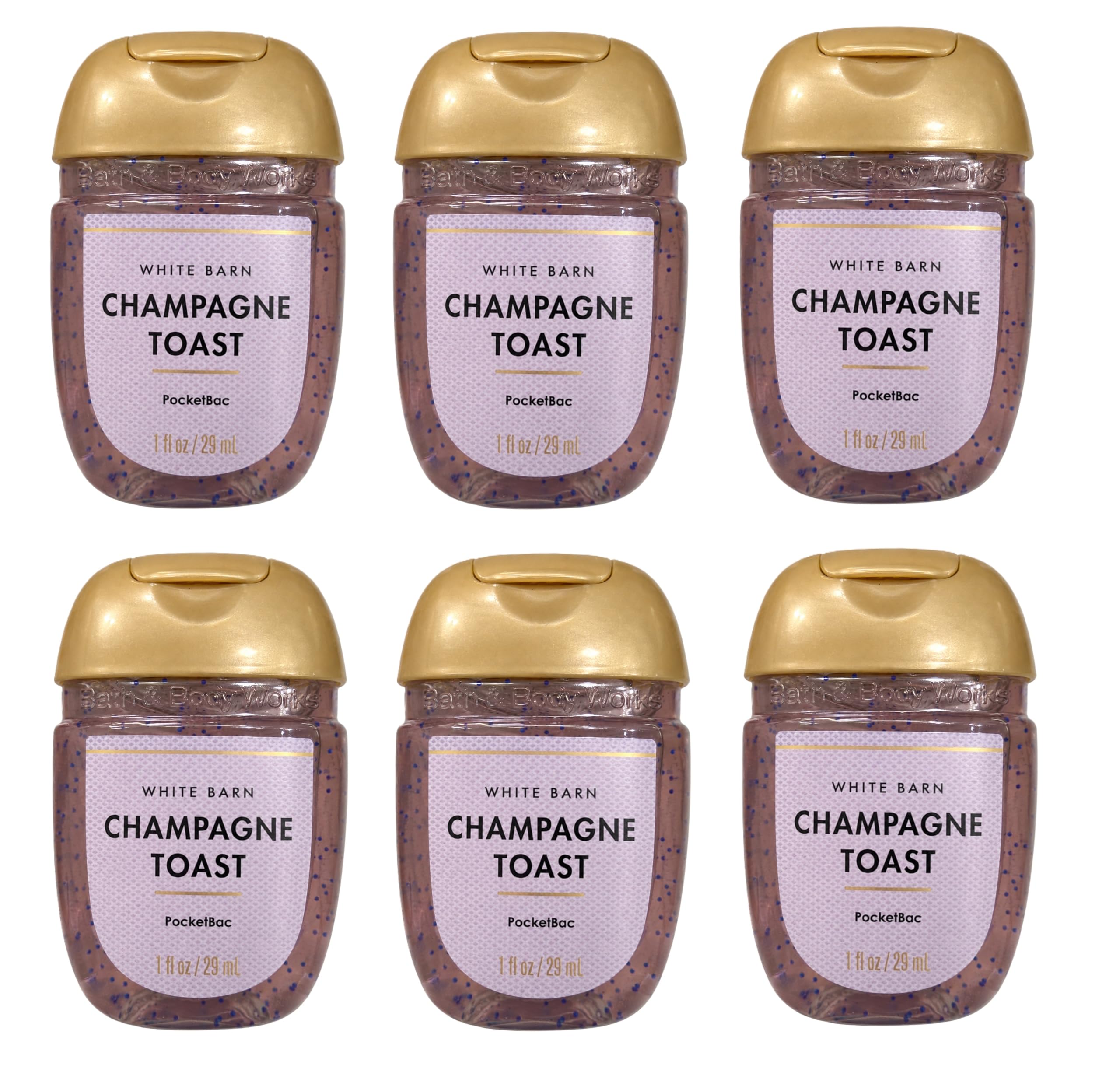 Bath and Body Works Classic Scents Pocketbac Hand Gel - Pack of 6-1 oz each (Champagne Toast) (Champagne Toast)