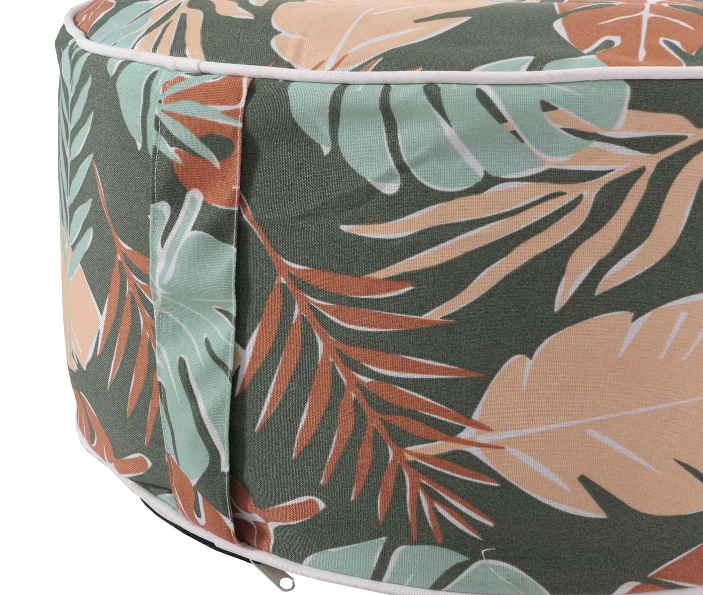 Mendler Pouf poggiapiedi Gonfiabile Interno Esterno HWC-G31 Spun Poly 55x55x29cm Foglie