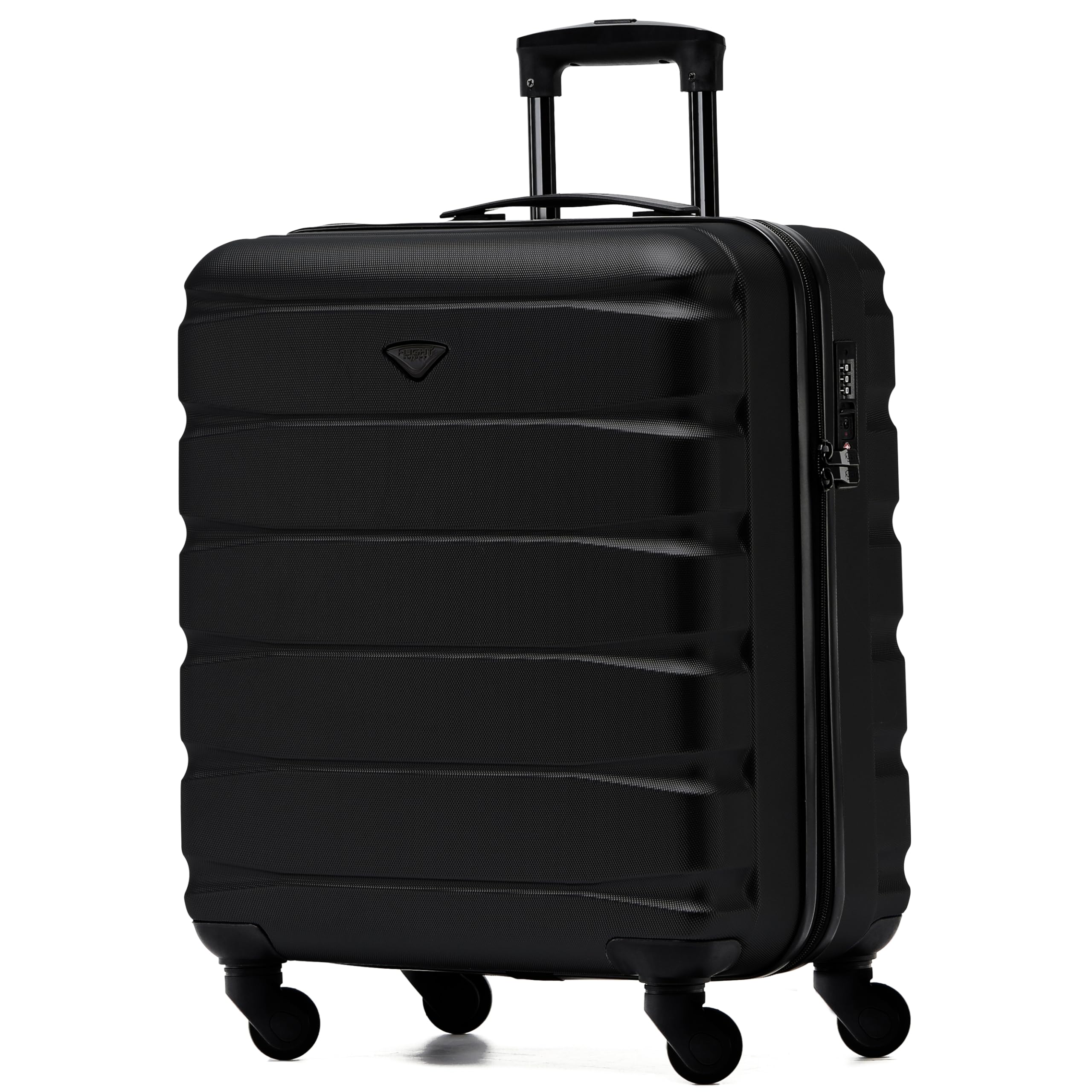 Flight Knight ABS Valigia Cabina Compatibile con Air France, Hop! easyJet, Ryanair E Molti altri! Bagaglio a mano Legere Borsa Cabina con 4 ruote, Nero/Nero, 56x45x25cm (TSA), bagaglio a mano,