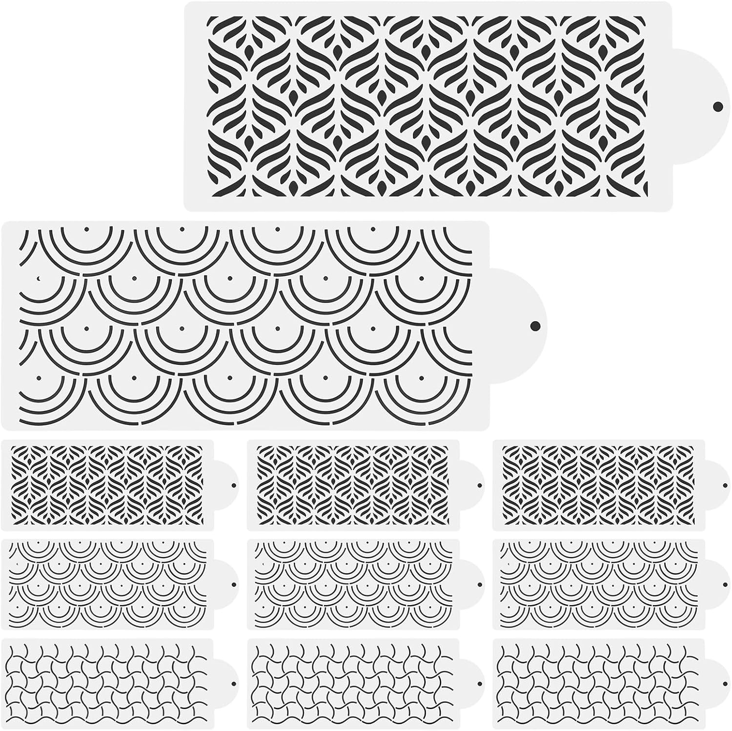 12pcs Cake Stencils Template Set Baking Decorating Tools Hollow Fondant Buttercream Stencils for DIY Cake Printing and Drawing Supplies