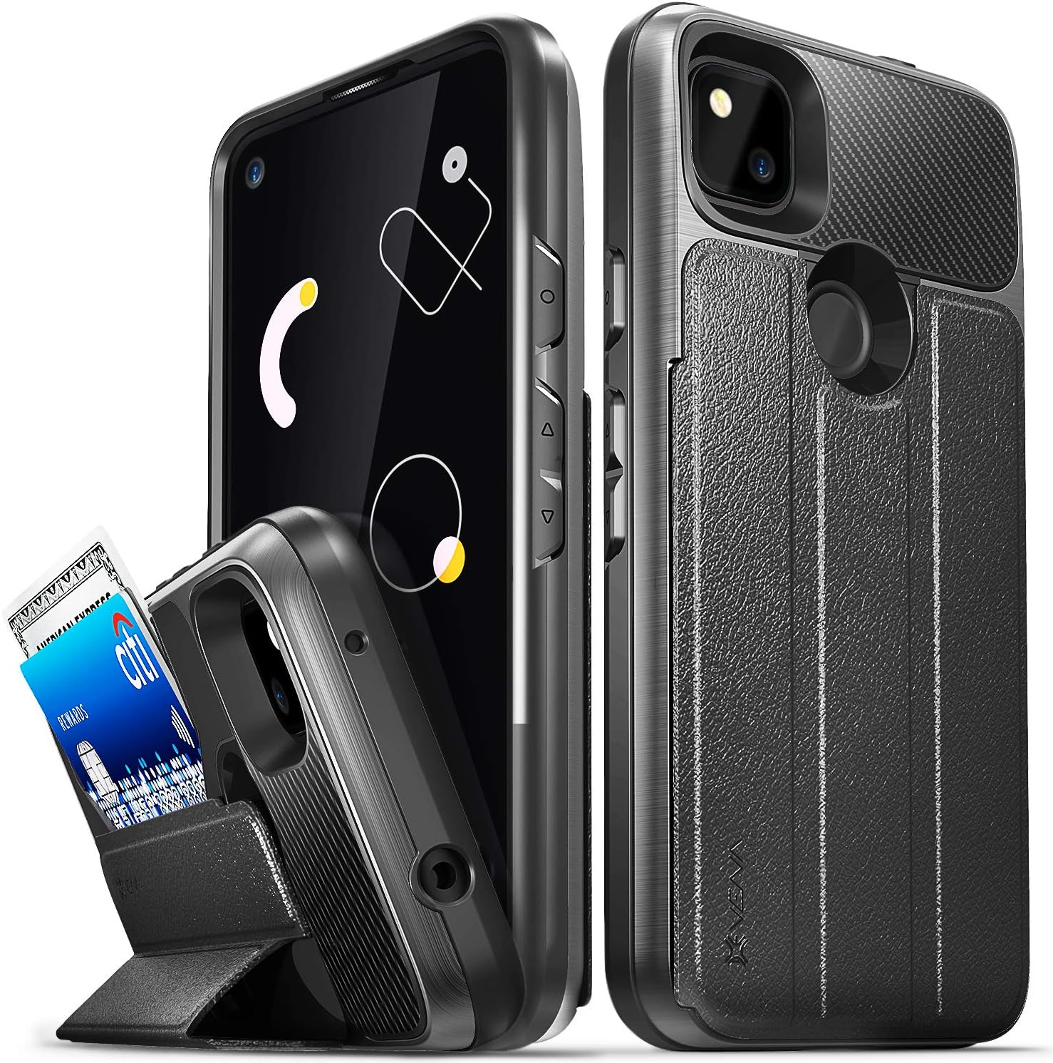 Bеѕt Cуbеr Dеаlѕ 🔥 Vena vCommute Wallet Case Compatible with Google Pixel 4a (5.8"-Inch), (Military Grade Drop Protection) Flip Leather Cover Card Slot Holder with Kickstand - Space Gray