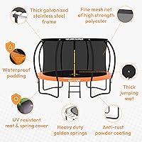 Vista 3 de Jumpzylla - Cama elástica recreativa para niños, con red de seguridad, escalera y revestimiento antioxidante, de 8, 10, 12, 14, 15 y 16 pies