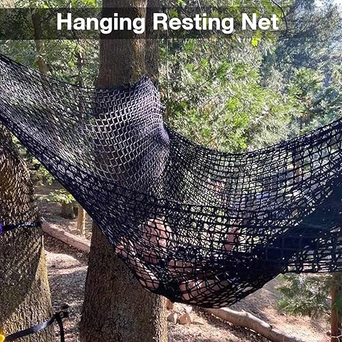 Miniatura 6 de Jalunth Red de seguridad para juegos para niños, red de carga para escalar, accesorios para casa de árboles, juego de equipo al aire libre, doble