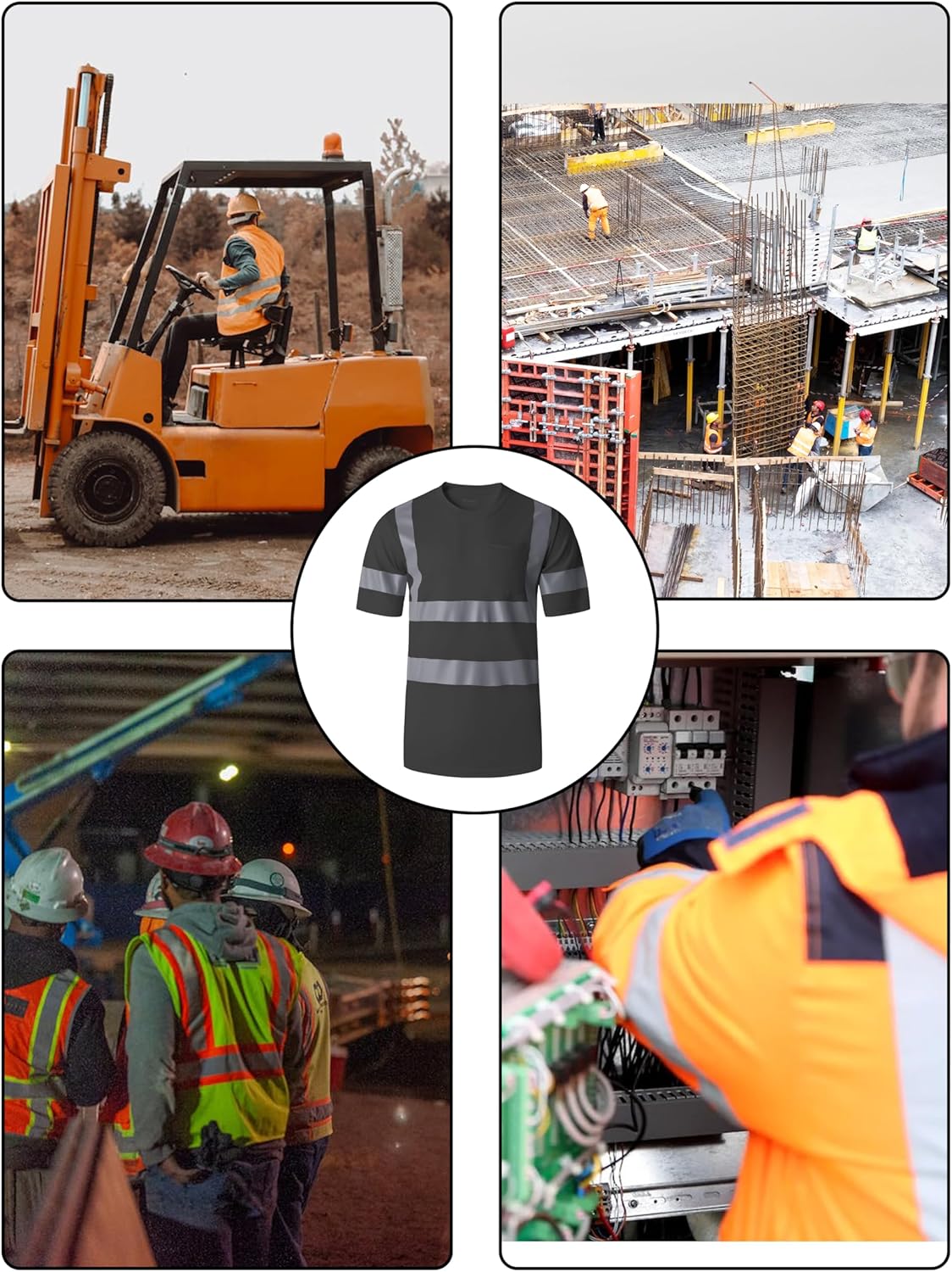 Ubon Safety Shirts for Men, Reflective High Visibility Construction Shirts Short Sleeve Work Shirts 3-Pack - Image 6