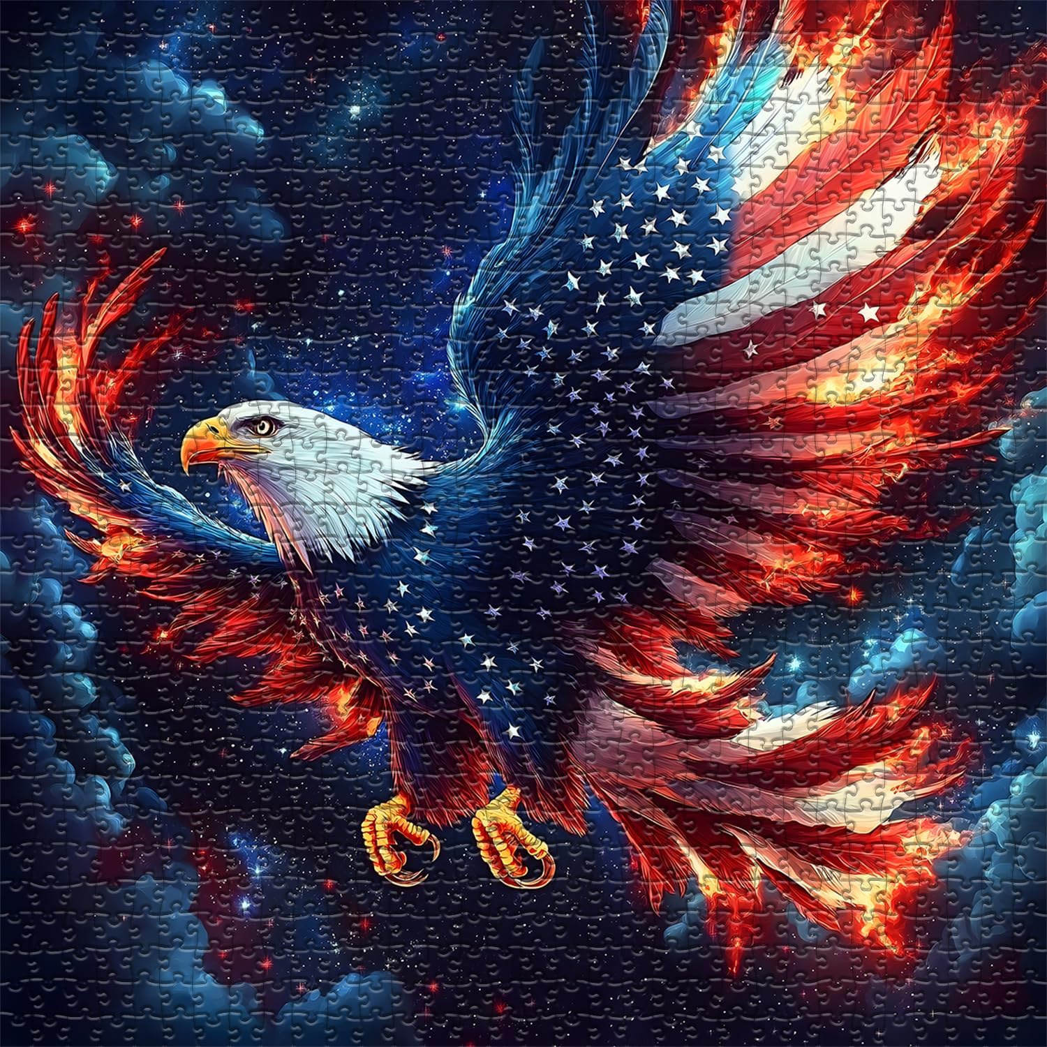 American Flag Eagle Puzzles for Adults 1000 Pieces, USA Patriotic Faith Country Jigsaw Puzzle, United States Bird Puzzles Bald Eagle