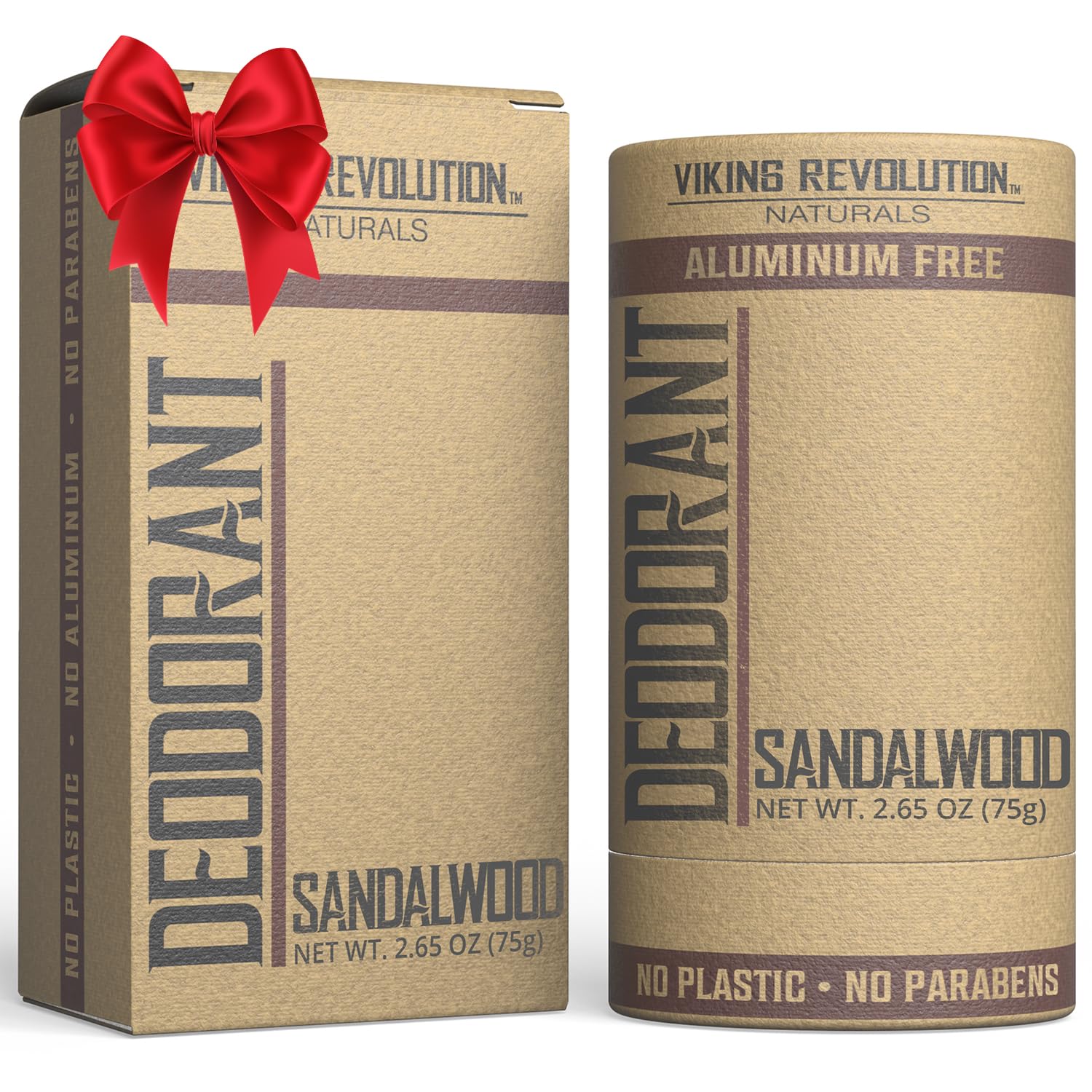 Viking Revolution Sandalwood Deodorant for Men - Aluminum Free with Shea Butter and Tapioca Starch - Stain- Free and Baking Soda-Free - Natural Deodorant for Men (2.65oz)