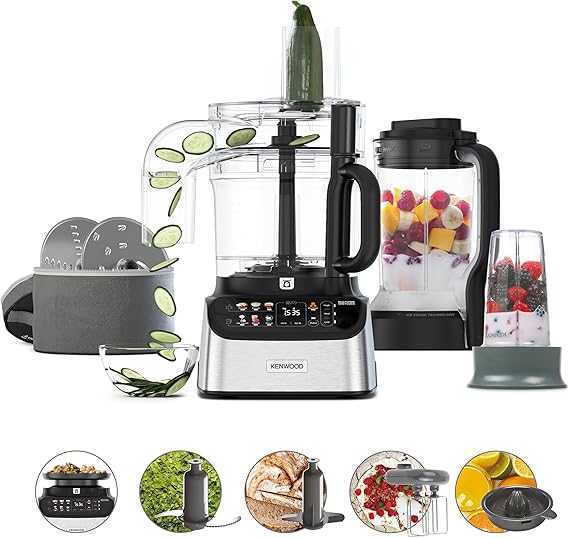 Kenwood MultiPro OneTouch FDM73.850SS, Robot da Cucina Multifunzione con 13 Accessori, Bilancia Integrata, Lavabile in Lavastoviglie, 1000W, Argento
