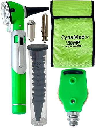 Cynamed Fiber Optic 3.2V Bright White Led Otoscope Set ENT Diagnostic-Medical and Nursing Student Otoscope Diagnostic Kit - Educational and Home use