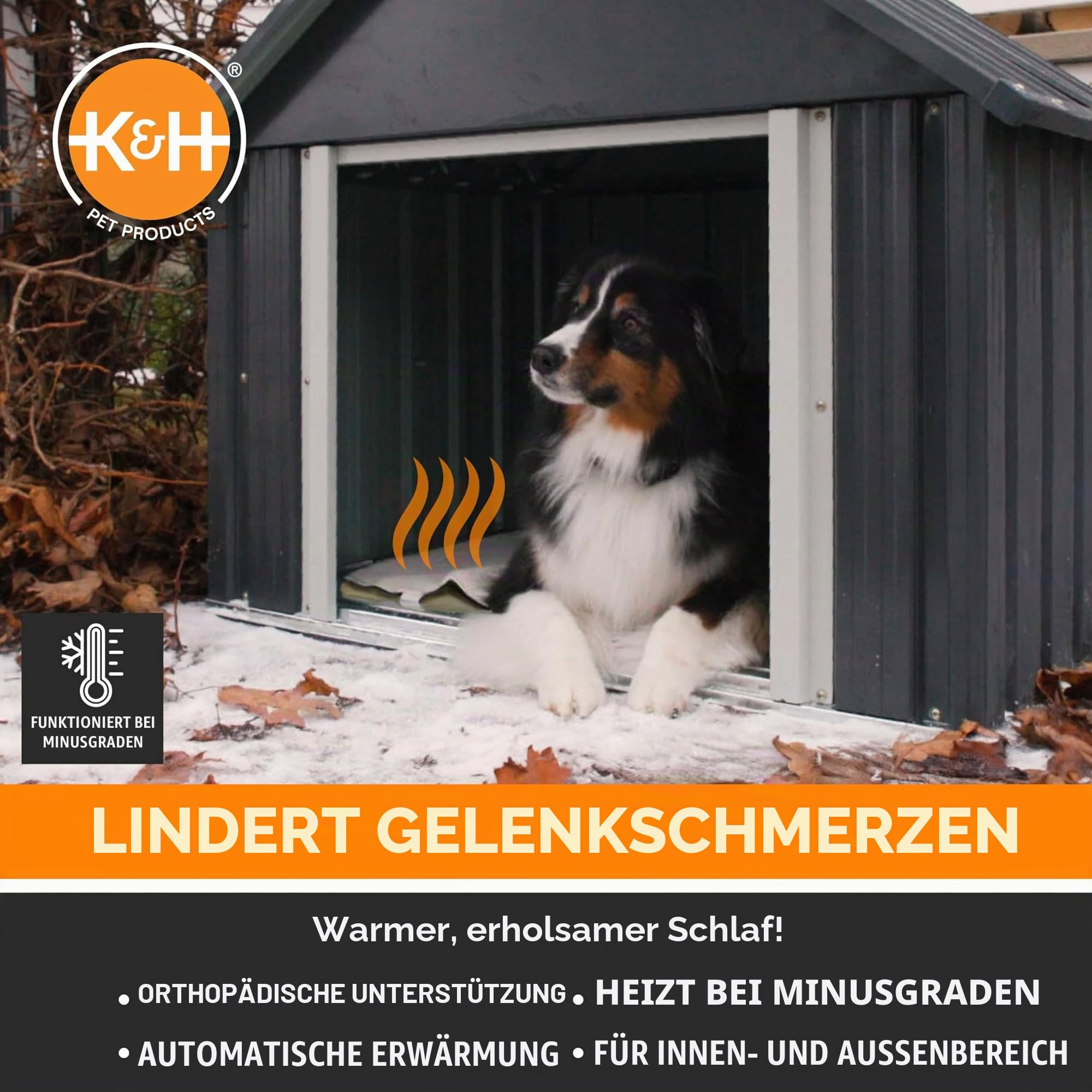 K&H Pet Products Beheiztes Haustierbett, für den Außenbereich, 35,6 x 45,7 cm, Hellbraun