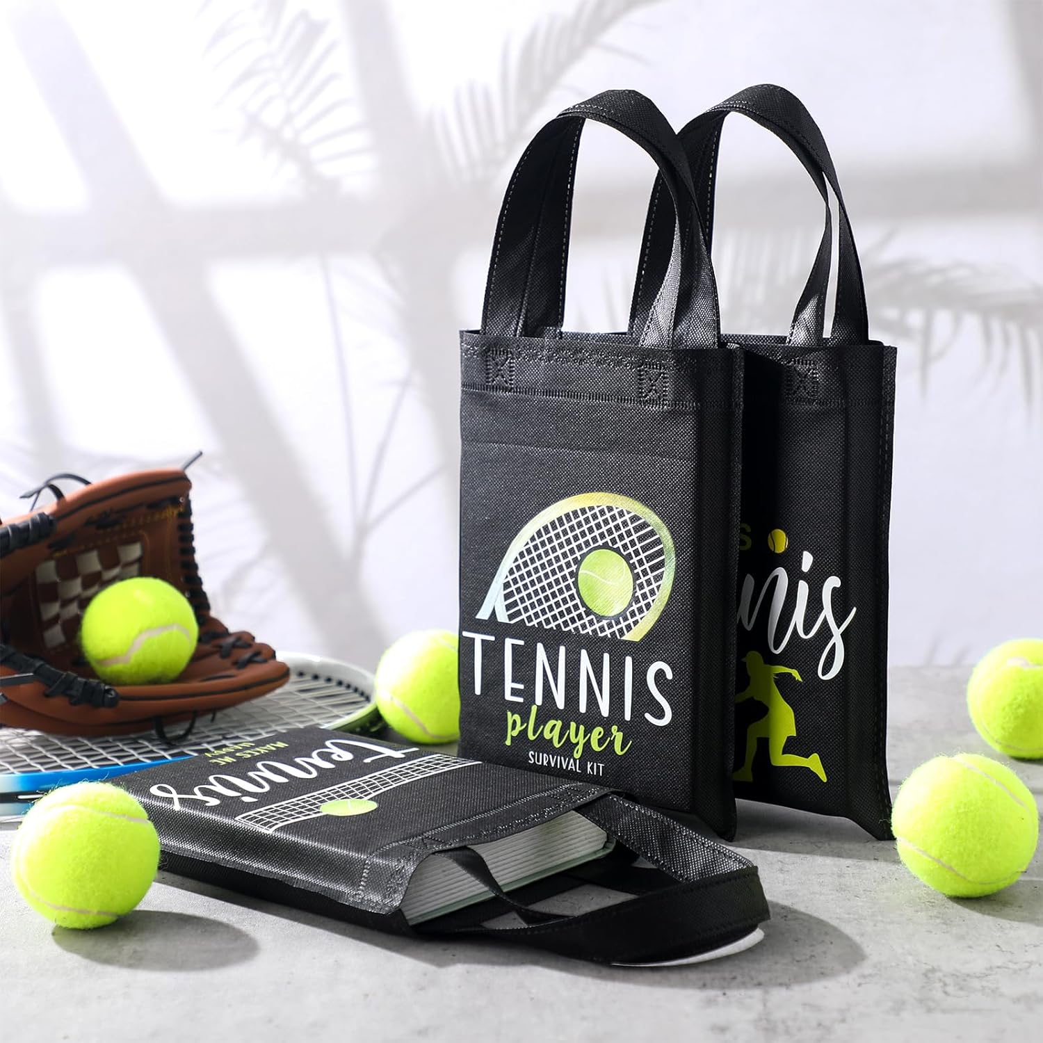 Kajaia 24 Pcs Tennis Gift Bag Tennis Party Treat Bags with Handles Reusable Goodie Favor Bag Non Woven Party Favor Birthday Supplies - Image 2
