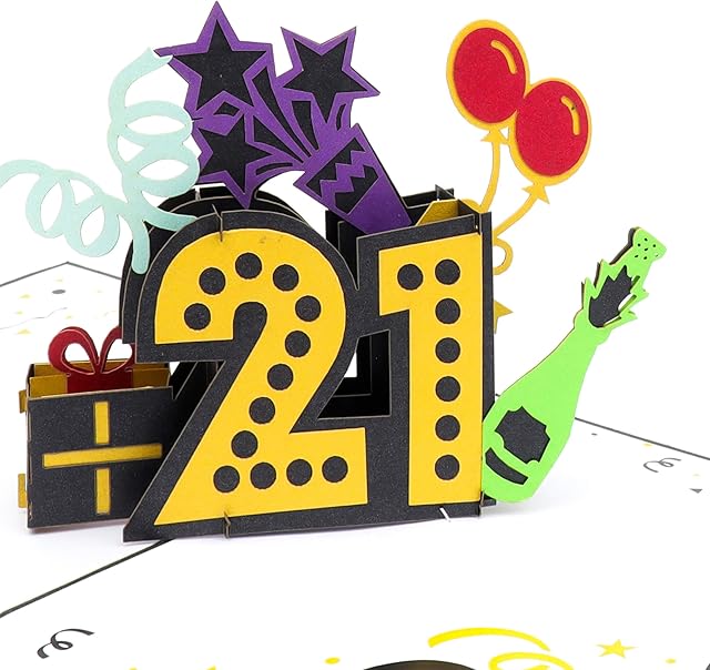 Cardology - 21st Birthday Pop Up Card - 21st 3D Birthday Card