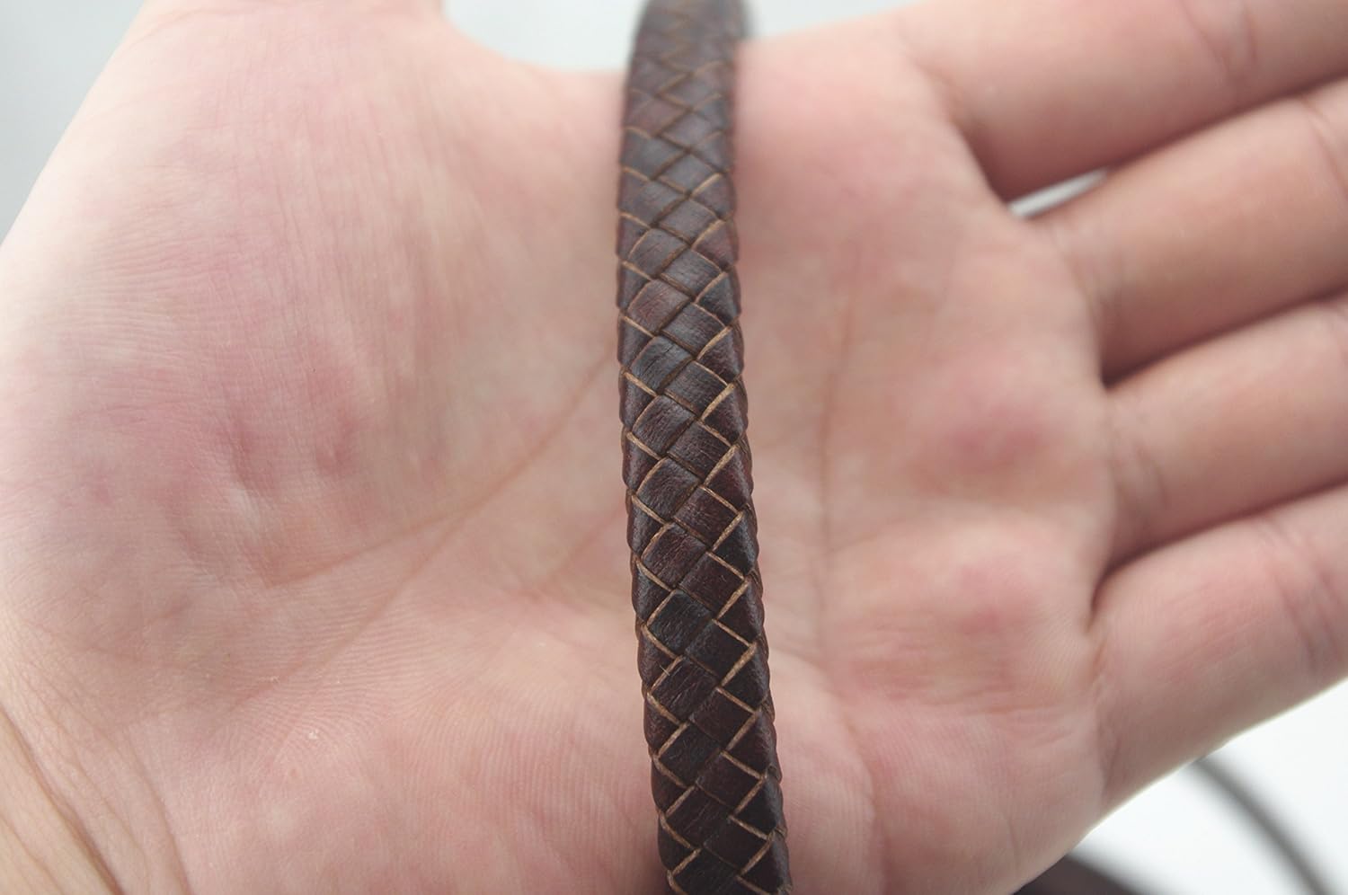 Glory Qin 1M Flat Folded Braided Genuine Leather Cord Straps for Making Bracelet & Jewelry (Antique Brown, 10.0x5.0mm) - Image 5