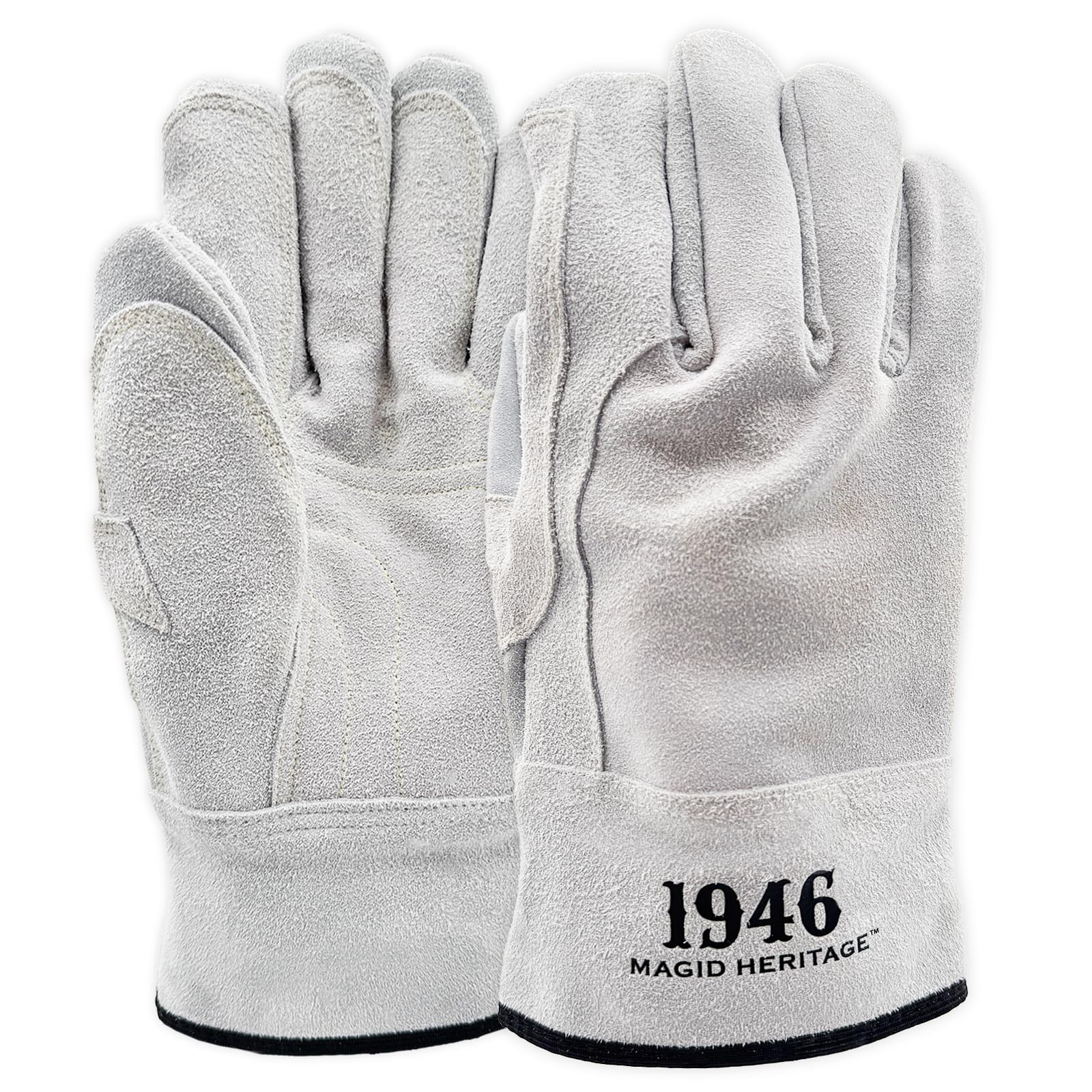 MAGID 1946 Heritage - Guantes de cuero vacuno dividido de para-aramida cosidos de alto calor, 8/M, 6 pares, T1756