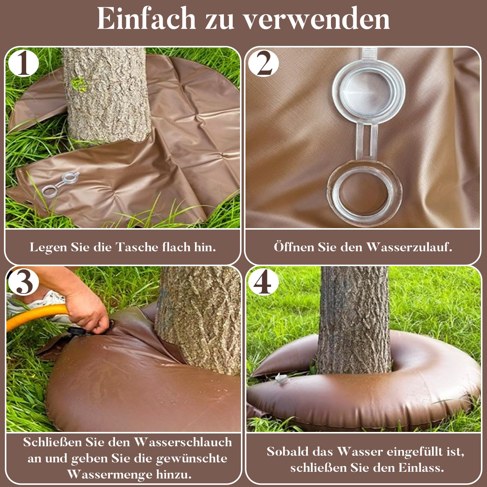 Bewässerungsring 55 L für Baumbewässerung PVC UV Beständig Gießbeutel Baum Bewässerungssack mit Einfüllöffnung zur effizienten Wasserversorgung von Bäumen in Gartenanlagen und Grünflächen-1 Stück