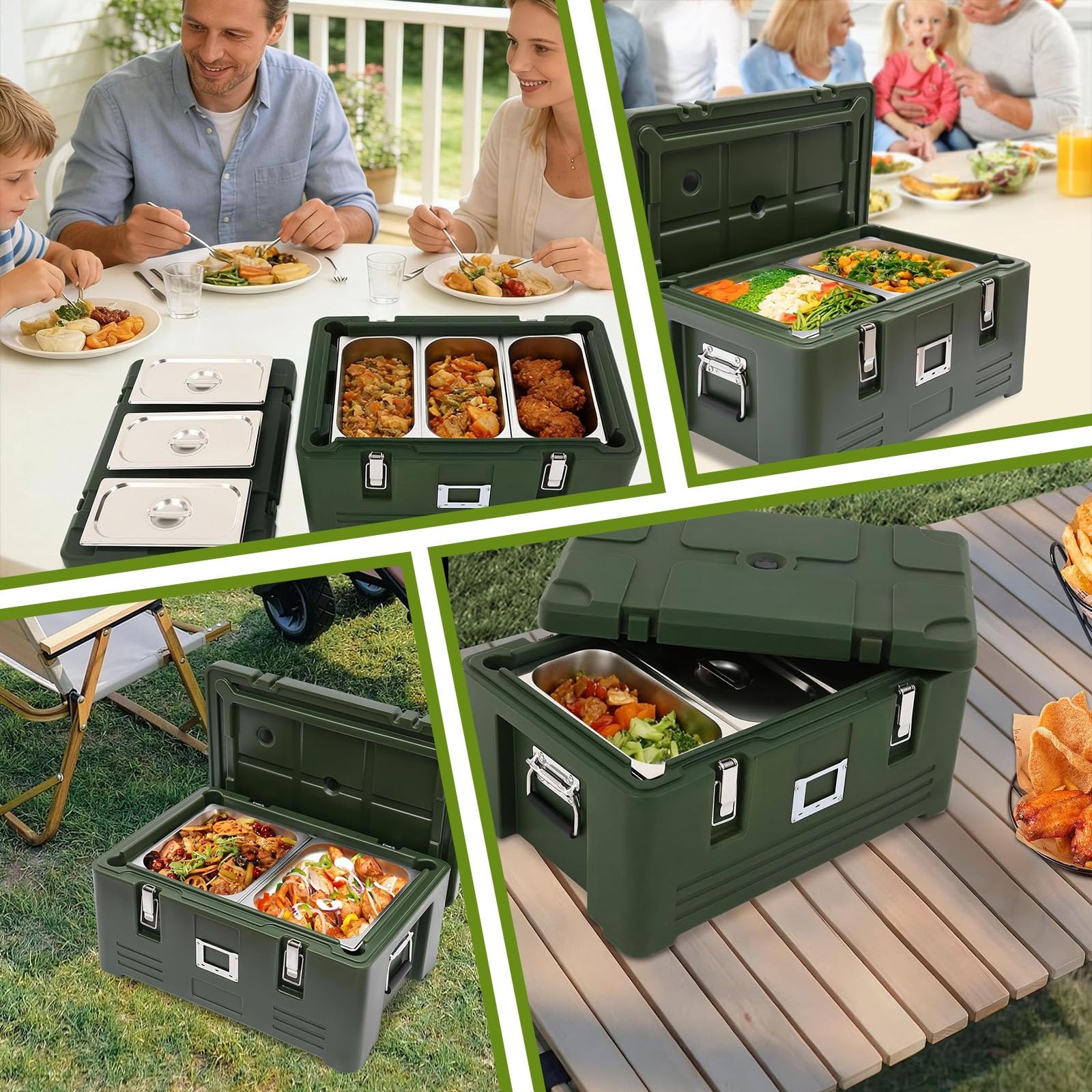 Caja Isotérmica Alimentos Contenedor Caliente Y Frío, Transporte Comida Caliente, Caja Térmica Profesional Para Catering Y Restaurantes, Gran Capacidad Alimentos(2 pans)
