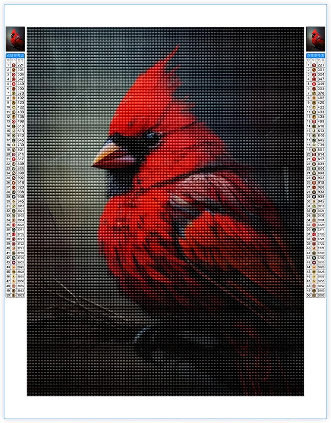 5D DIY Diamond Painting Kits for Adults Beginners,Beautiful Red Bird Picture Diamond Art,Paint with Diamonds Bead Dots Gem Art Painting Craft Full Drill Round,Home Wall Decor 16x24 inch