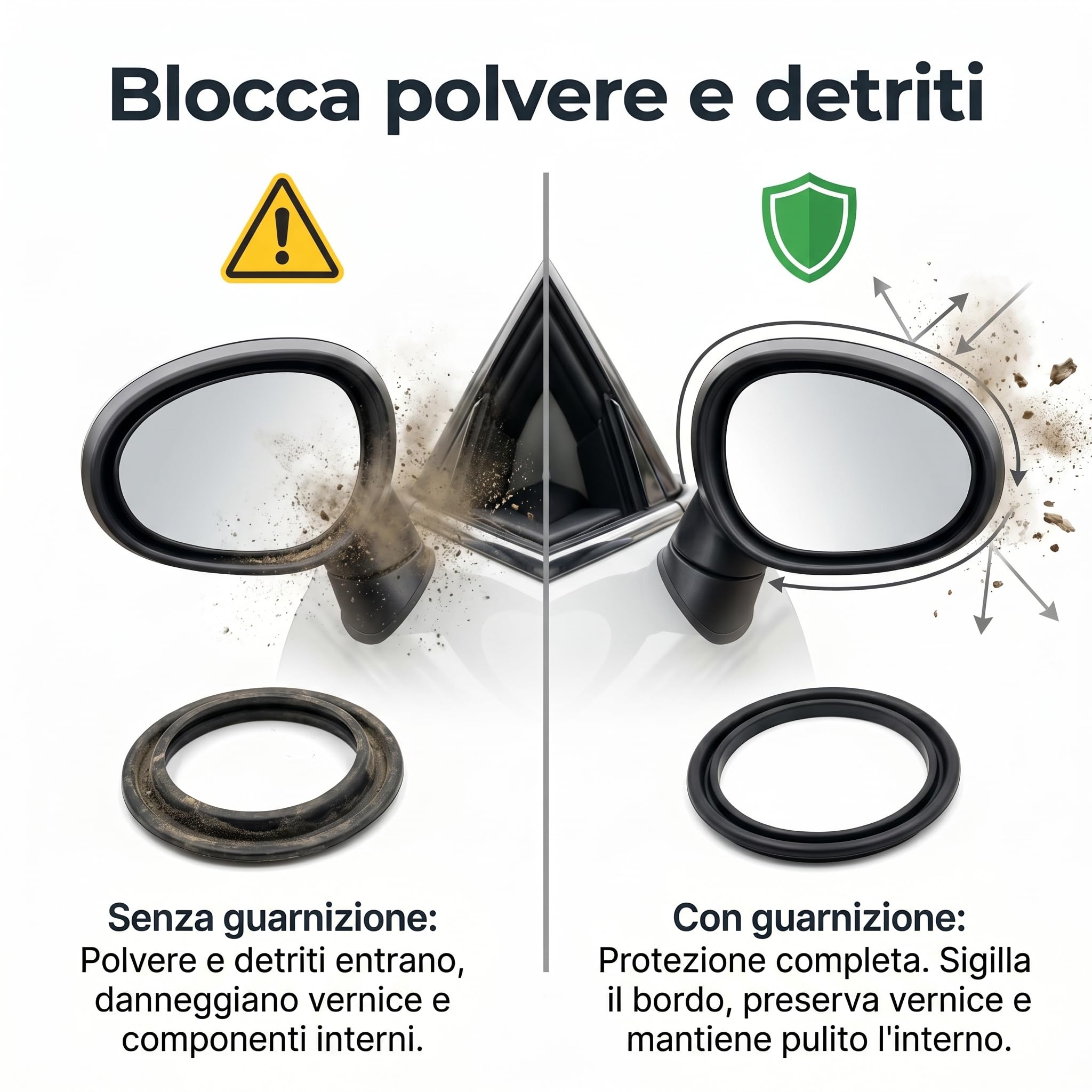 Guarnizione in gomma per alloggiamento specchietto retrovisore esterno per Mini Cooper R55 R56 R57 R58 R59 2007-2015, sostituisce 51167261775 51162755639, nero, confezione da 2