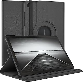 جراب حماية من الجلد الصناعي لجهاز تابلت سامسونج جالاكسي تاب A7 لايت مقاس 10.4 بوصة، جراب تابلت ذكي قابل للدوران 360 درجة مع وظيفة الحامل من ايزي كيس، أسود