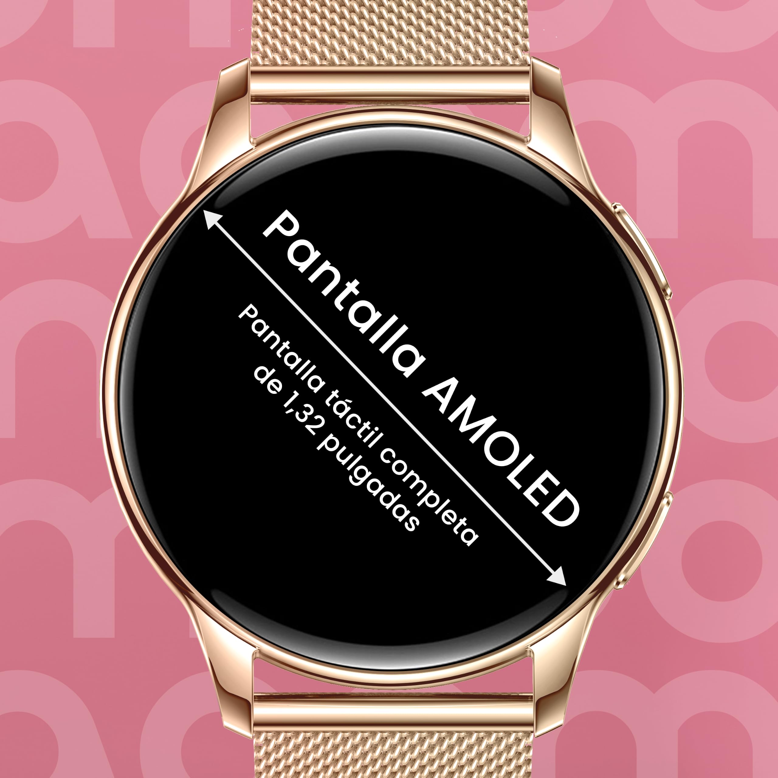 maoo Reloj inteligente Ventura para Mujer con función de llamada, pantalla AMOLED de 1,32 Pulgadas, cardiofrecuenciómetro, SPO₂, tensiómetro, más de 100 modos deportivos, resistente al agua IP67